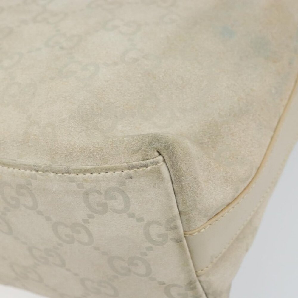 Authentic GUCCI GG Canvas Shoulder Bag Suede White Silver 000 0602 - Picture 4 of 16